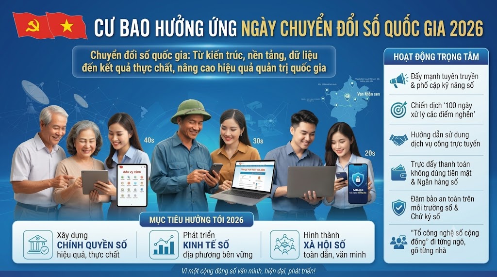 Cư Bao hưởng ứng ngày chuyển đổi số Quốc gia năm 2026